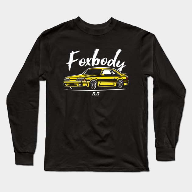 Yellow Racing Fox Body Stang Long Sleeve T-Shirt by GoldenTuners